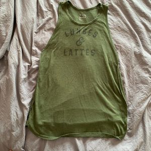 Lunges and Lattes army green workout muscle tank